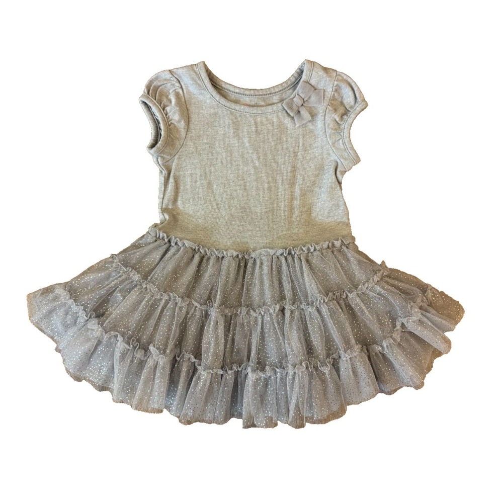 Cherokee Baby Girl Dress 18 Months Silver Gray Ruffle Tulle Tutu Outfit Summer
